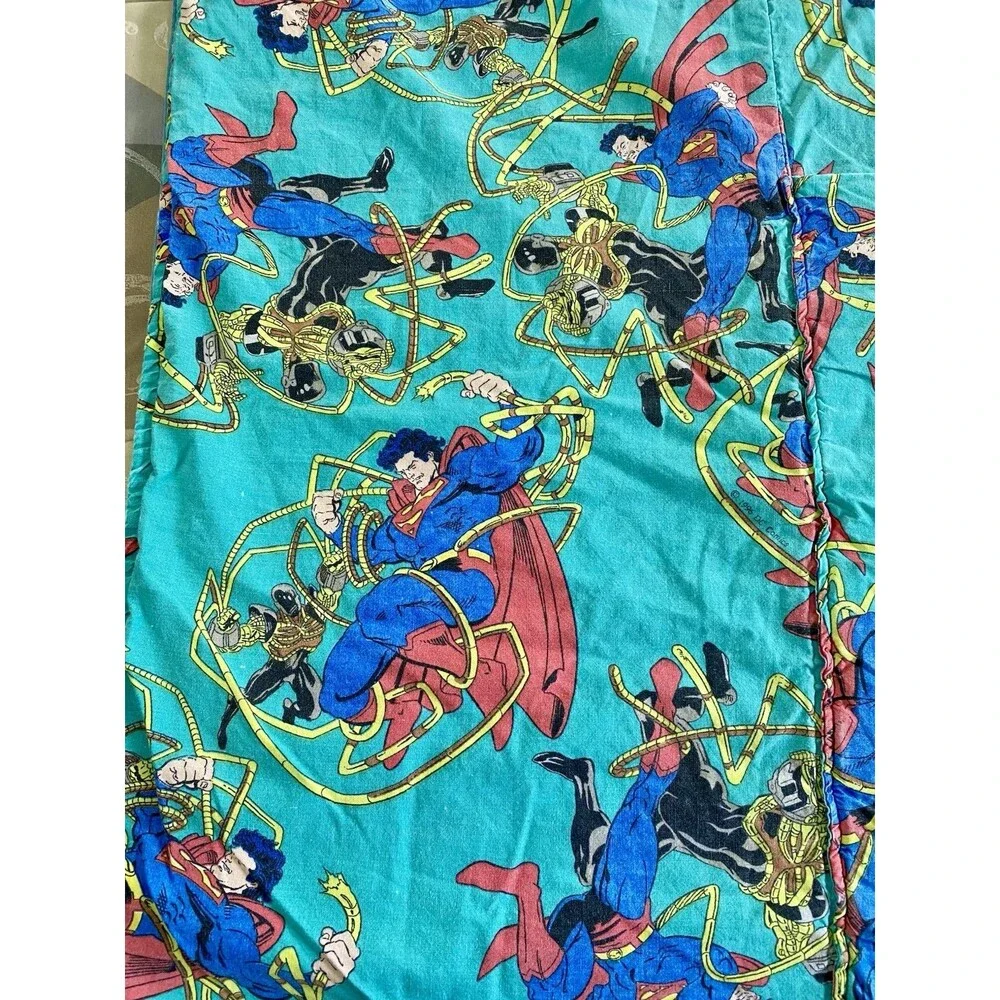 Vintace DC Comics Superman Throw Comforter Handmade 41x48 Blue Flannel Back